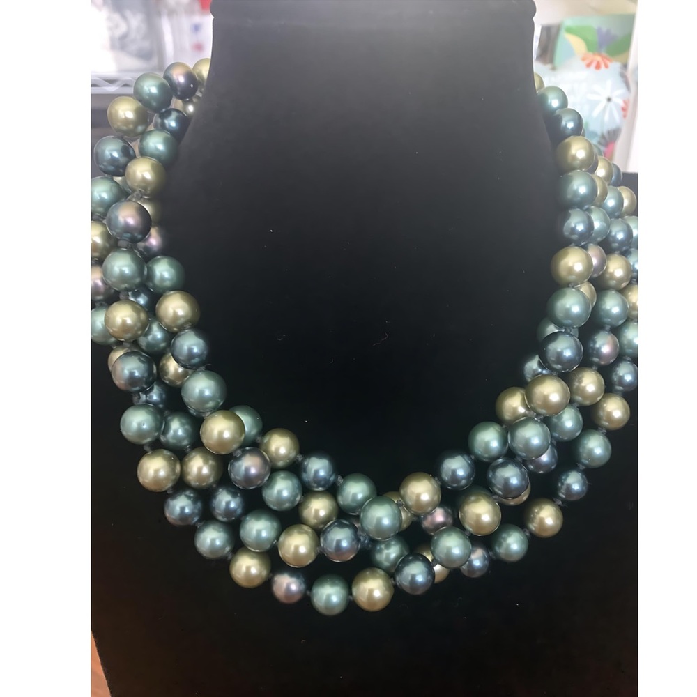 GLASS Bead Pearl Necklace